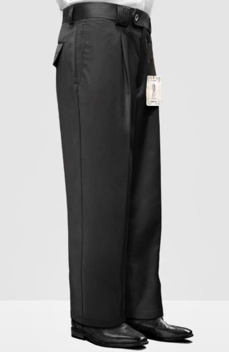 Mens Pant - Pleated Wide Leg - Charcoal