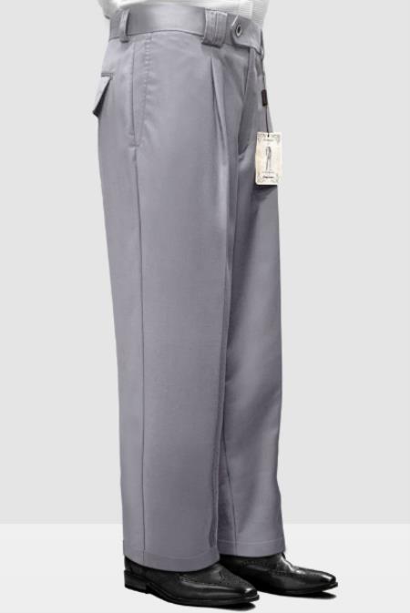 Mens Pant - Pleated Wide Leg - Grey