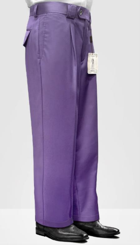 Mens Pant - Pleated Wide Leg - Purple