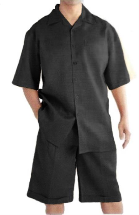 Mens Walking Suits With Shorts + Shorts Black