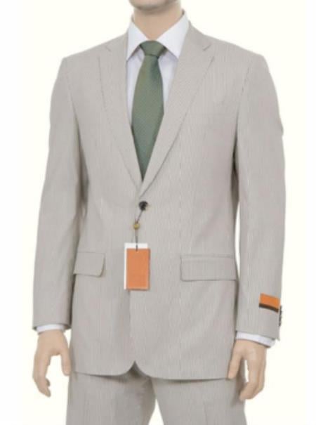 Tan Pinstripe Suit - Beige Pinstripe Suit