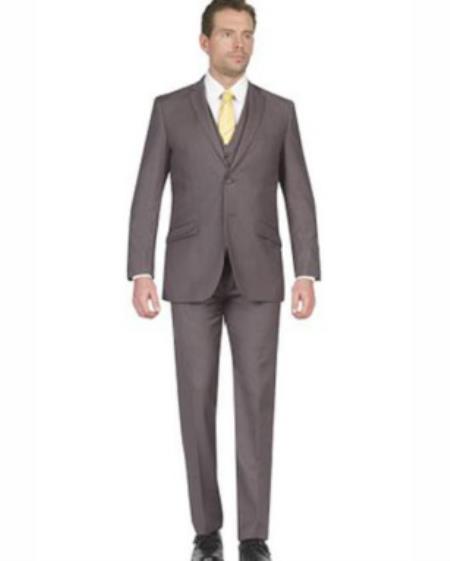 Mens Slim Fit Vested Suit - Slim Fit 3 Pieces Cream Suit main image 1