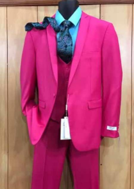 Mens Slim Fit Vested Suit - Slim Fit 3 Pieces Tan Suit