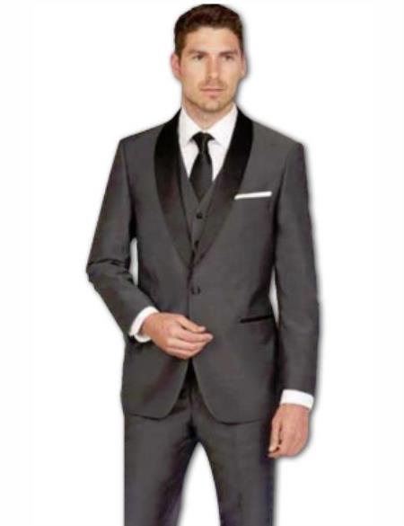 Mens Slim Fit Vested Suit - Slim Fit 3 Pieces Grey Suit main image 1