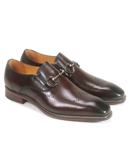 Carrucci Chestnut Burnished Calfskin Loafers for Men