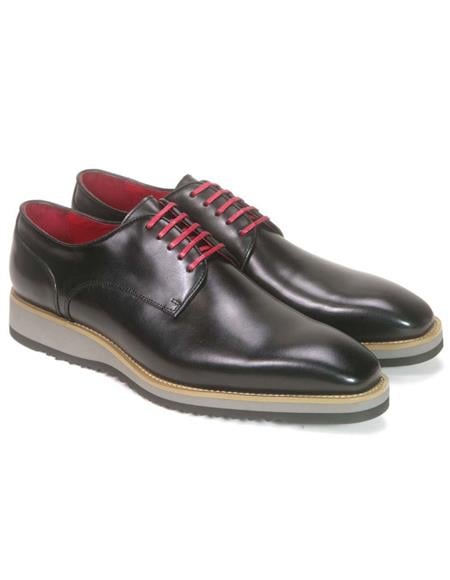 Carrucci Euro Black Plain Toe Mens