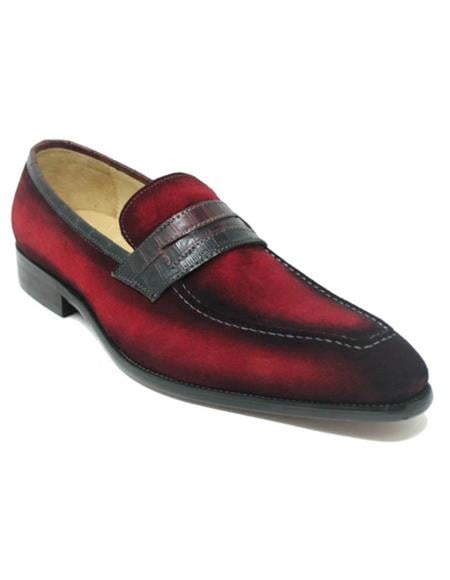 Carrucci Red Suede Leather Penny Loafer