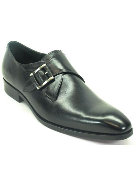 Carrucci Black Monk Strap Leather