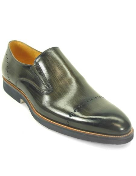 Carrucci Gray Calfskin Leather Brushed