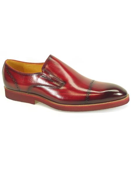 Carrucci Burgundy Calfskin Leather Brushed