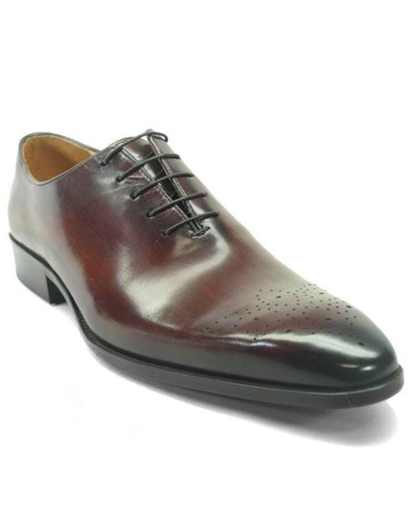 Carrucci Chestnut Calfskin Leather Toned Oxfords