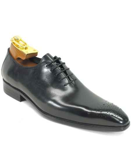 Carrucci Black Calfskin Leather Toned Oxfords