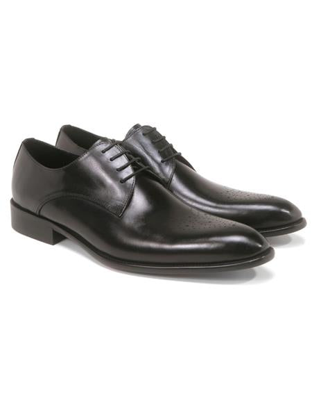 Carrucci Black Genuine Calfskin Leather Oxfords