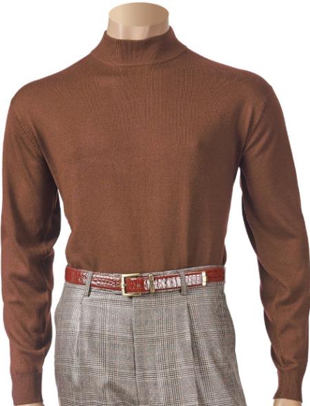 Mens Mock-Neck Brown