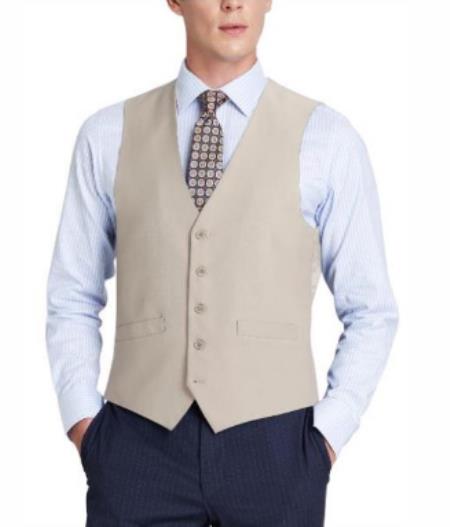 Mens Big and Tall Dress Vests - Beige