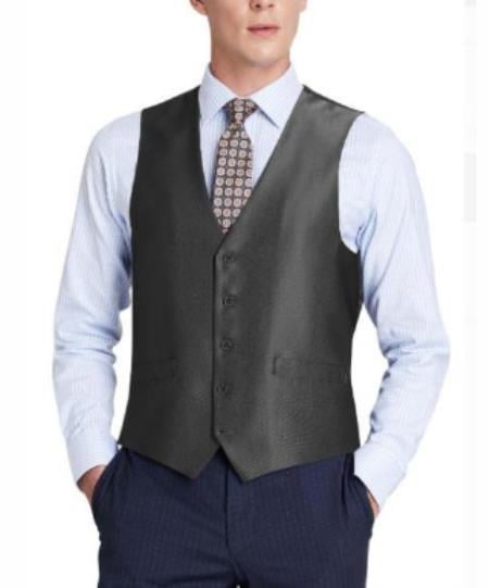 Mens Big and Tall Dress Vests - Black (Shark Skin)