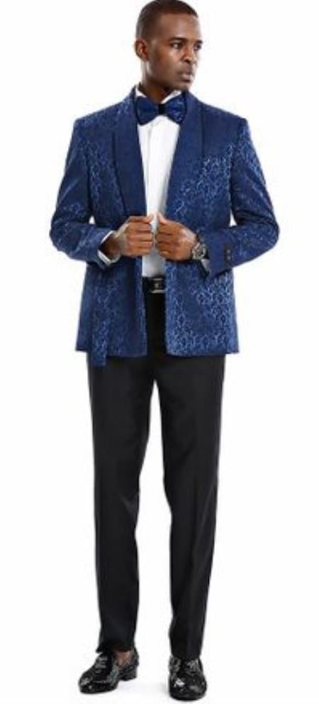 Mens Blazer - Paisley Blazer - Prom 2026 Blazer - Blue Prom 2026 Tuxedo