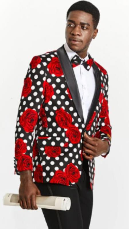 Mens Prom 2026 Blazer - Red and Gold Blazer For Homecoming