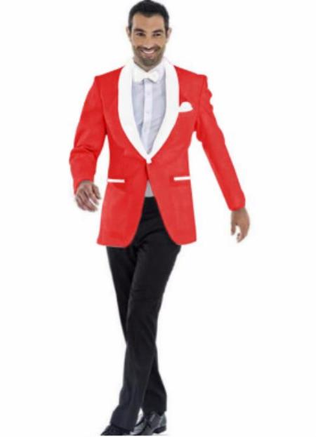 Mens Prom 2026 Blazer - Red ~ White Blazer For Homecoming