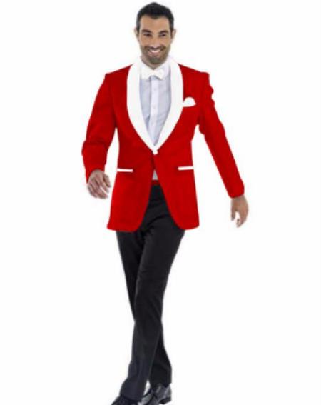 Mens Prom 2026 Blazer - Dark Red ~ White Blazer For Homecoming