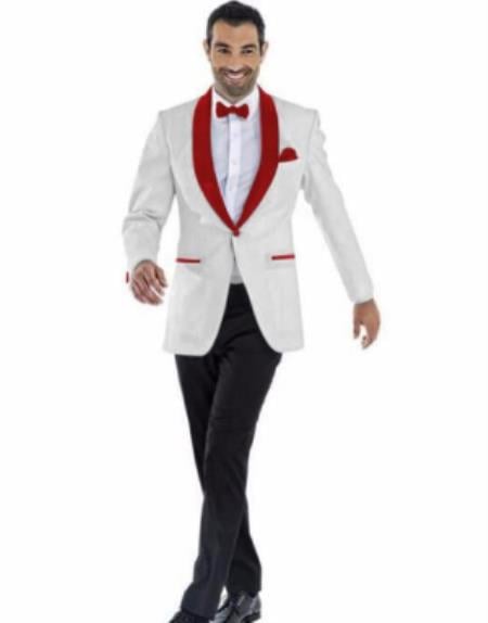 Mens Prom 2026 Blazer - Off White ~ Maroon Blazer For Homecoming