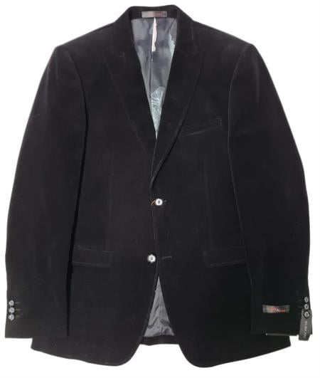 Mens Black Slim Fit Corduroy 3pc Suit