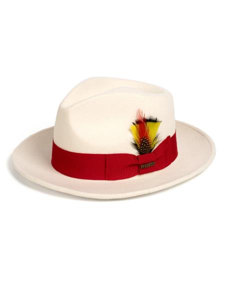Two Toned Hat - Mens Dress White ~ Red Hats For Sale