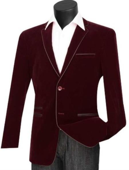 Mens Prom 2026 Party Jacket Wine Slim Fit