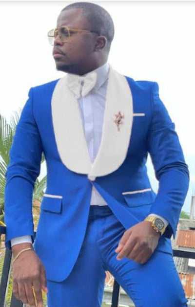 Blue and White Lapel Tuxedo