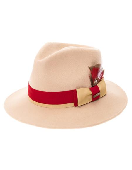 Mens Hat in Tan and Red