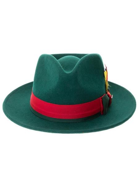 Mens Hat in Hunter Green and Red