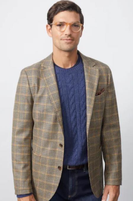 Mens Plaid Blazer - Windowpane Blazer - Textured Pattern Gray main image 1