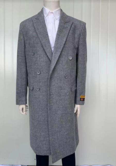 Mens Cashmere Blend Gray Coat Full length - Cashmere Overcoat