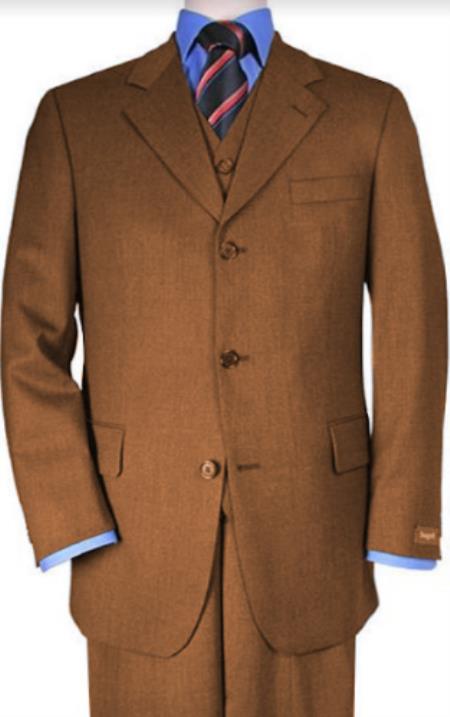 Classic Fit - Brown Suit - Three Button Vested Suit - Athletic Fit by Menssuitsatlantain main image 1