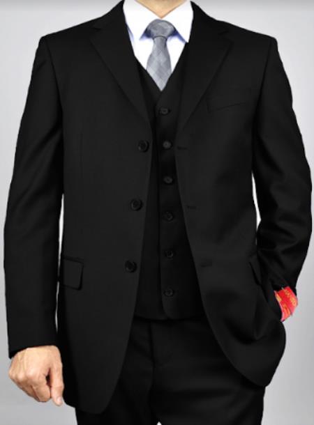 Men's Classic Fit 4 Button Black  Suit main image 1