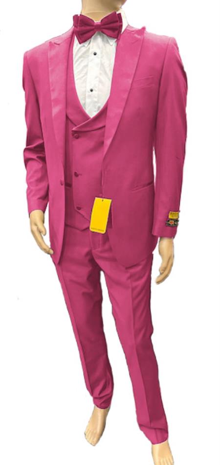 Mens One Button Peak Label Suit Black main image 0