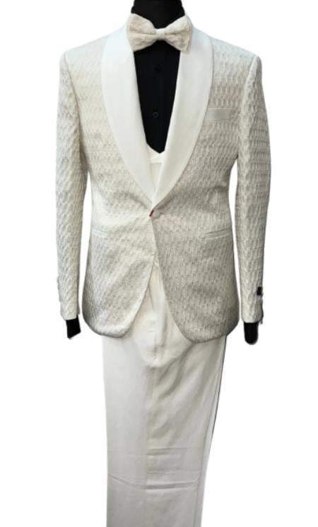 Cream Wedding Suit - Single Breasted Mens Cream Suit