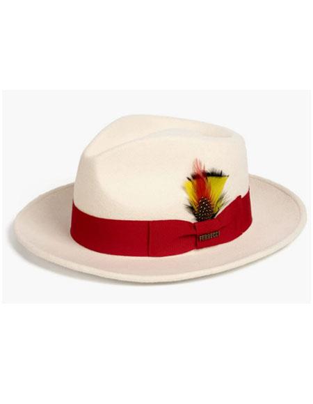 Mens Hat - White ~ Red