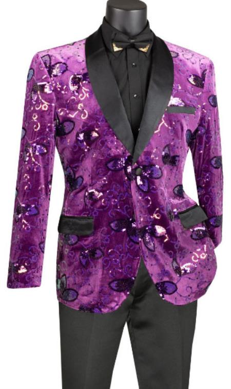 Mens Paisley Blazer - Floral Sport Coat - Purple Sport Jacket main image 0