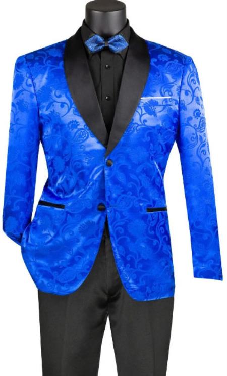 Mens Blazer - Paisley Sport Coat - Royal Prom 2025 Tuxedo Dinner Jacket Blazer