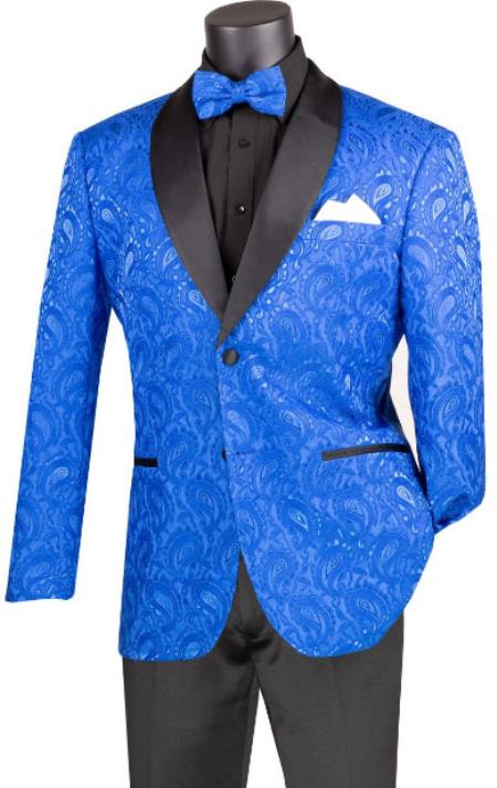Mens Blazer - Paisley Sport Coat - Royal Prom 2025 Tuxedo Dinner Jacket Blazer