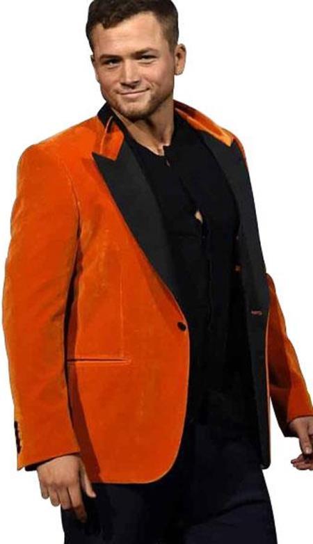 Mens Orange Tuxedo With Pants - Orange Prom 2025 Suit