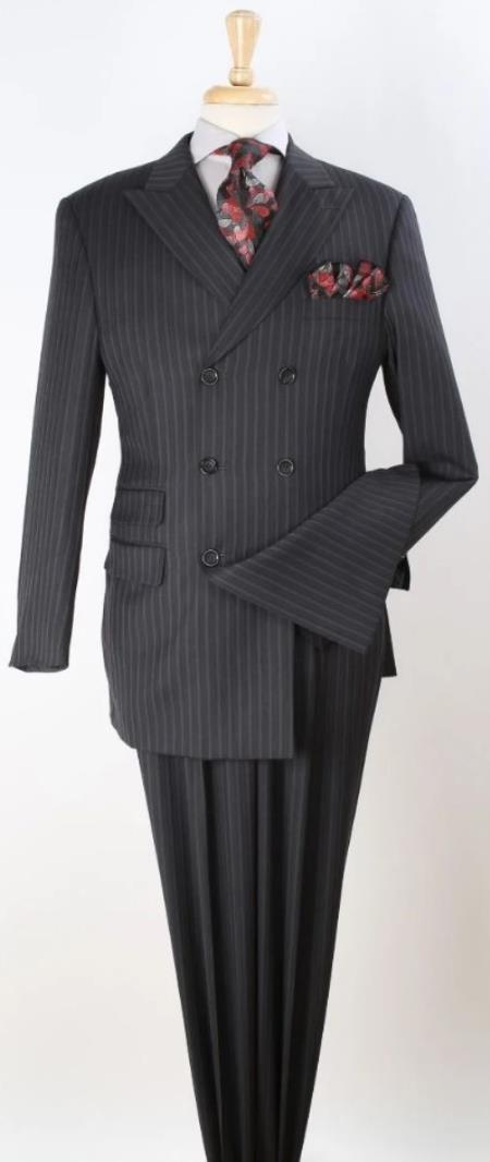 Men's 3pc Double Breasted Suit - Gray