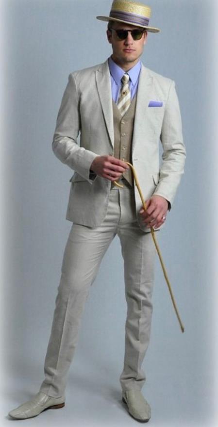 Mens Great Gatsby Costume - Great Gatsby Suit - Gatsby Clothes (Vest + Pants + Suit Shirt Tie Package)