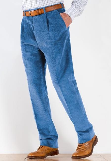 Royal Blue Pleated County Corduroy Pants