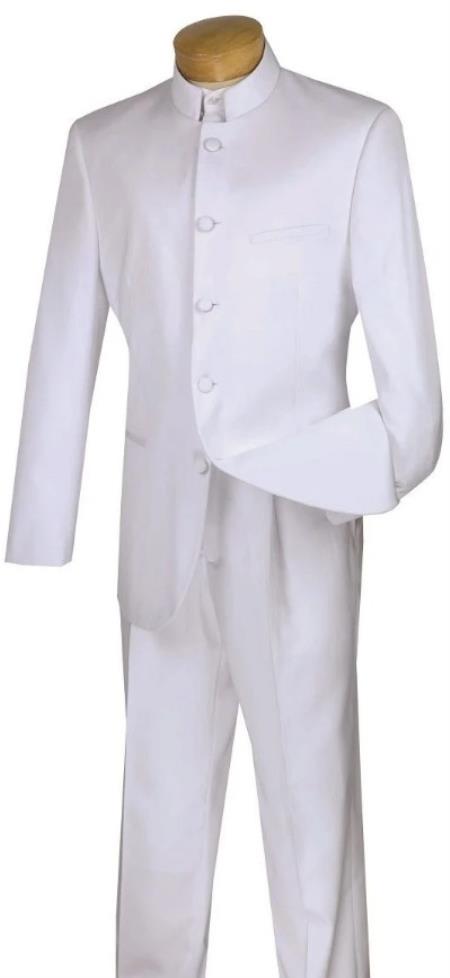 Wedding Groom Suit - Prom 2025 Tuxedo Suit - No Collar Weddig Tuxedo - White