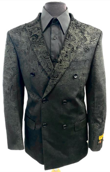 Black Double Breasted Blazer - Velvet Sport Coat