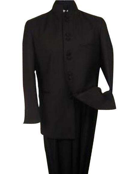 Mandarin Collar Tuxedo - Mandarin Tuxedo - No Collar Suit - Black Suit