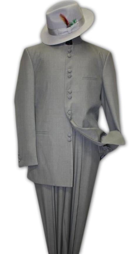 Mandarin Collar Tuxedo - Mandarin Tuxedo - No Collar Suit - Gray Suit main image 0