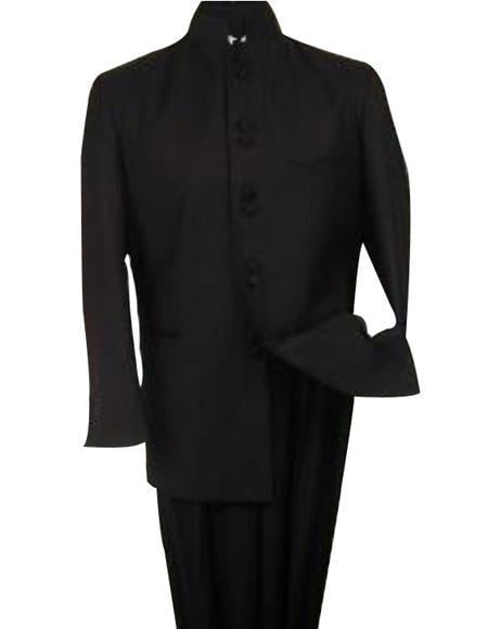 Mandarin Collar Tuxedo - Mandarin Tuxedo - No Collar Suit - Black Suit